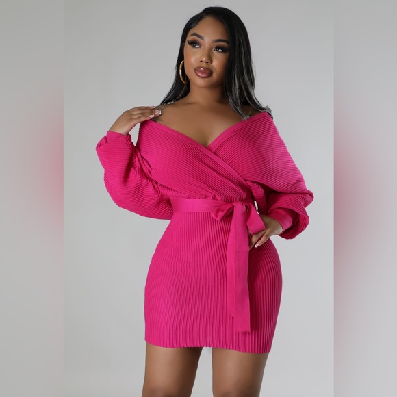 Pink Off Shoulder Mini Dress - Picture 3 of 7